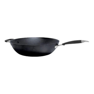 Ronneby Bruk Wokpanna gjutjärn med skaft Stål/silikon 30 cm