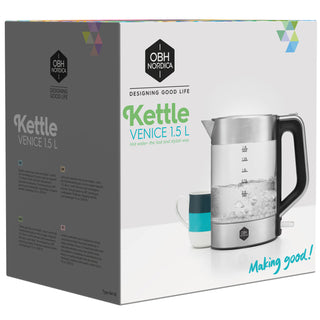 OBH Nordica Vattenkokare Venice glass kettle 1,5 l. cordless  6418