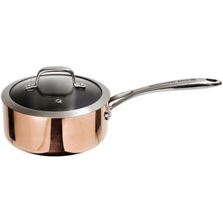 Kastrull 1 liter, 3-ply koppar-aluminiumrostfritt. Induktionsbotten. Glaslock.