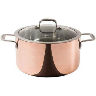 Ronneby Bruk Gryta 5 liter, 3-ply koppar-aluminium-rostfritt. Induktionsbotten. Glaslock.
